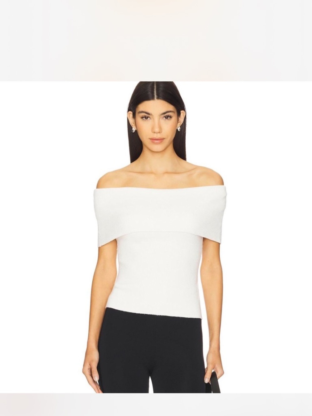 Off-the-Shoulder White Knit Sweater Top